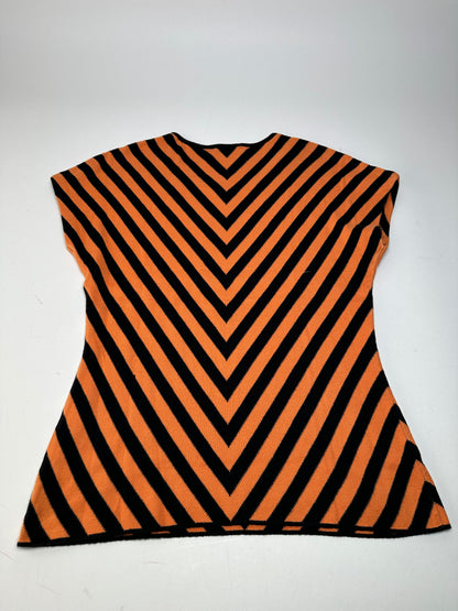 Vintage Givenchy Chevron Striped Sleeveless Top Orange Black M