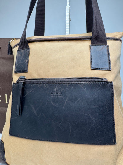 Vintage Gucci Canvas/Leather Handbag Camel Brown