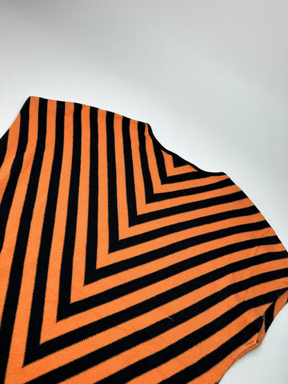 Vintage Givenchy Chevron Striped Sleeveless Top Orange Black M