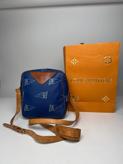 Vintage Louis Vuitton Americas Cup 2000 Leather Crossbody Bag Blue Brown