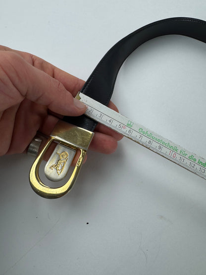 Vintage Celine Paris Leather Belt Black