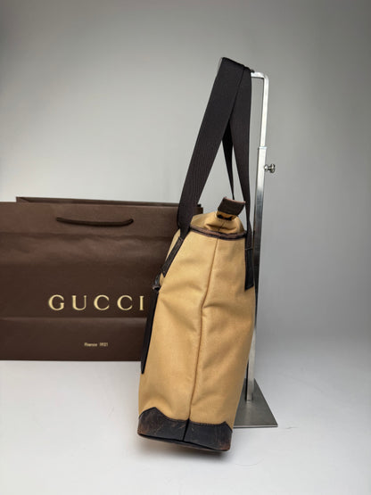 Vintage Gucci Canvas/Leather Handbag Camel Brown