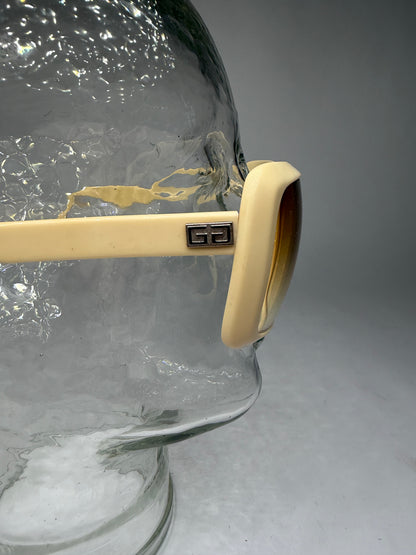 Vintage Givenchy 4G Logo Oversized Sunglasses c. Late 1970s Ivory