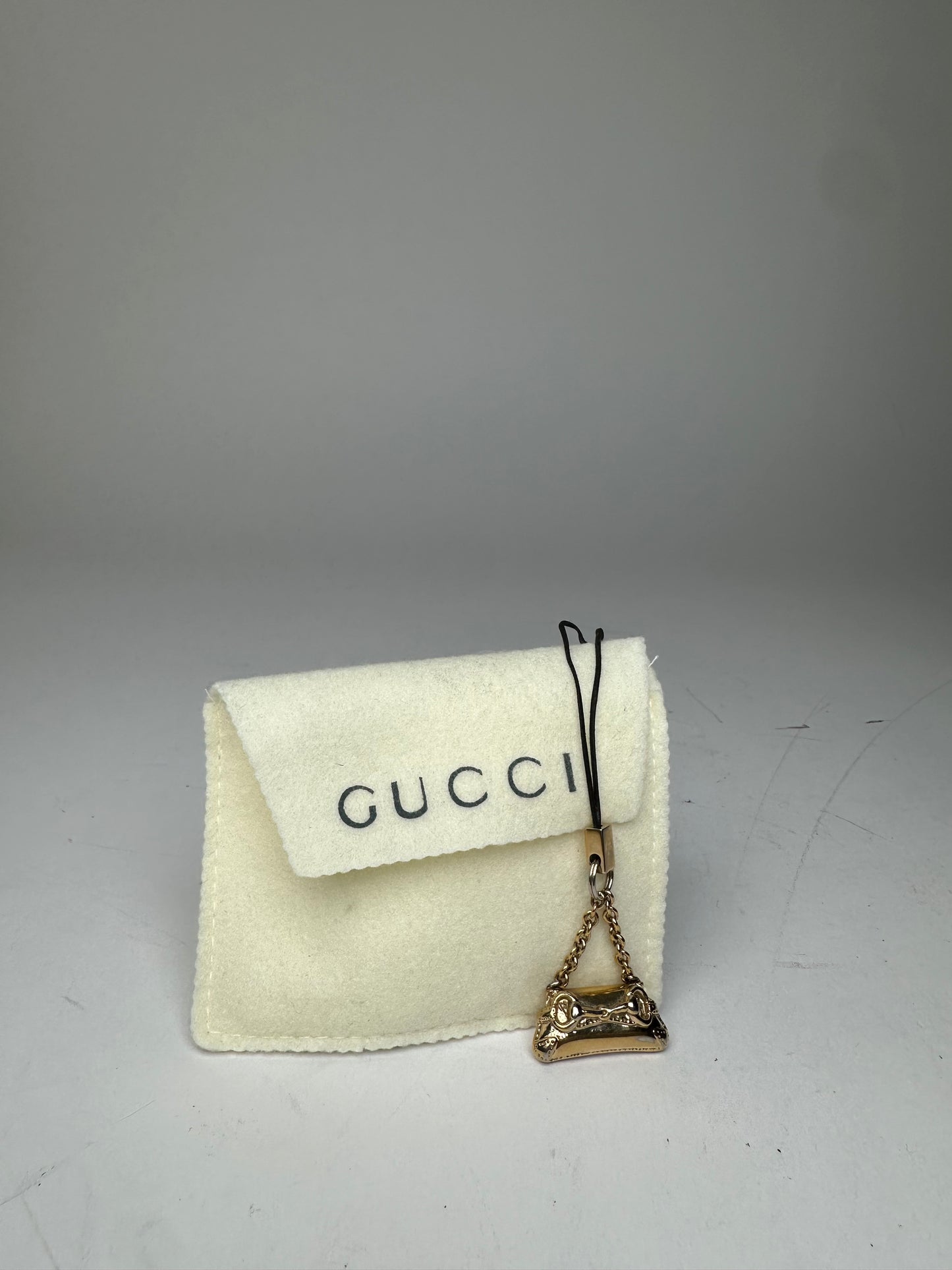 Vintage Gucci Horsebit Bag Emblossed Keychain Gold
