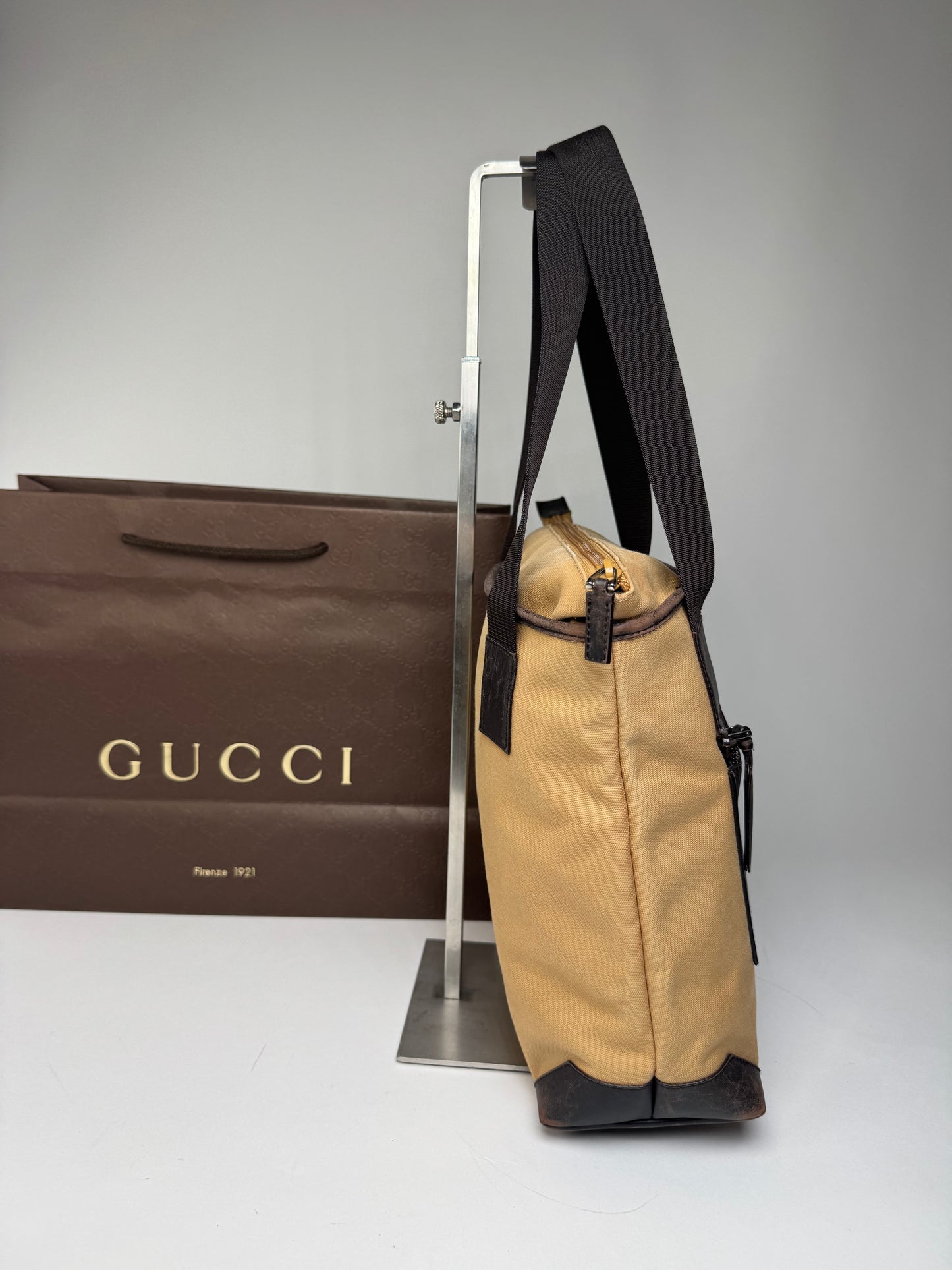 Vintage Gucci Canvas/Leather Handbag Camel Brown