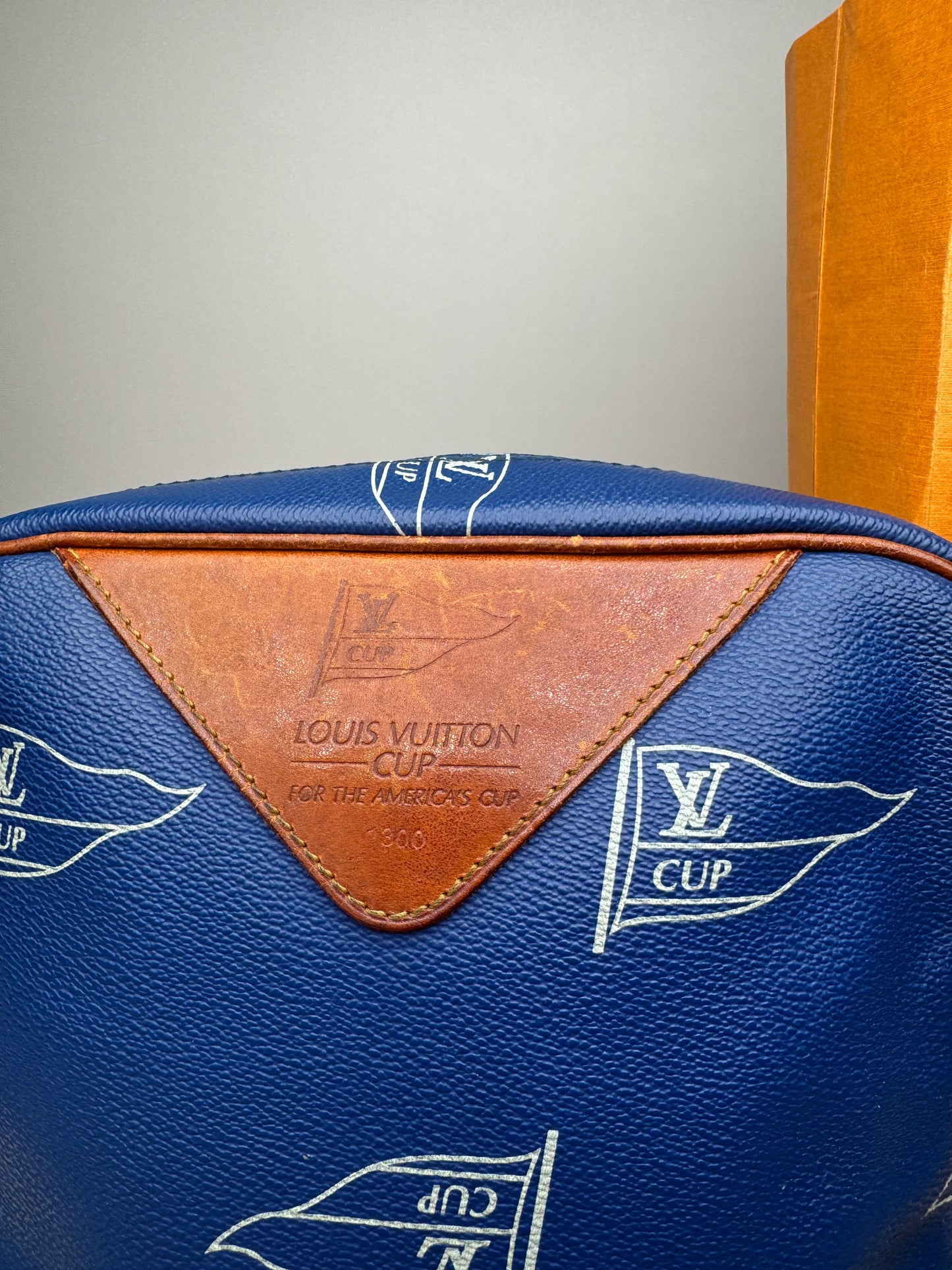 Vintage Louis Vuitton Americas Cup 2000 Leather Crossbody Bag Blue Brown