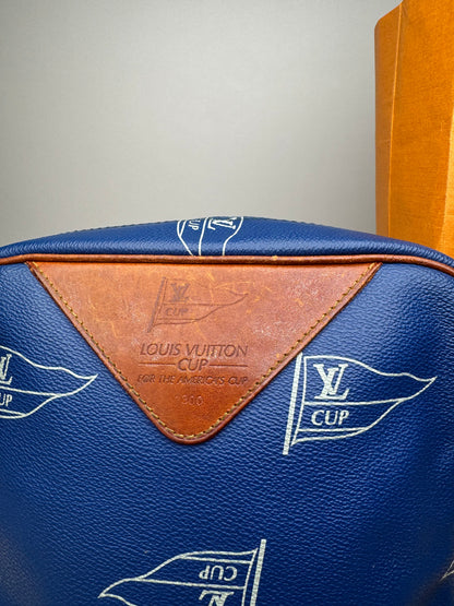 Vintage Louis Vuitton Americas Cup 2000 Leather Crossbody Bag Blue Brown
