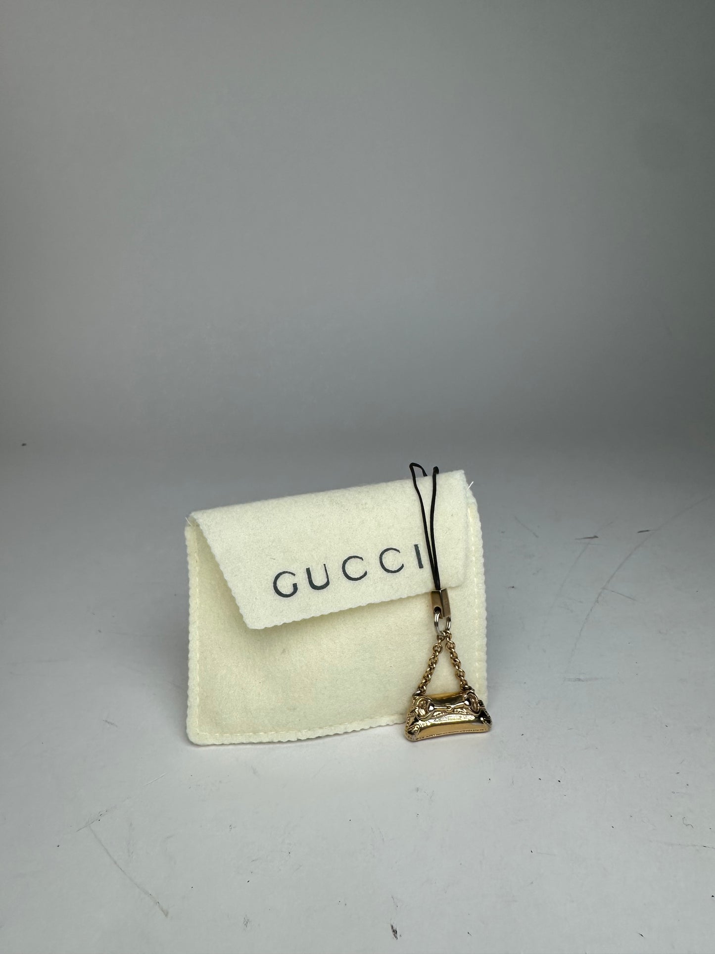 Vintage Gucci Horsebit Bag Emblossed Keychain Gold