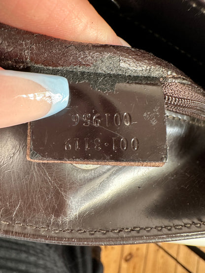 Vintage Gucci Smooth Leather Shoulder Bag Black Silver