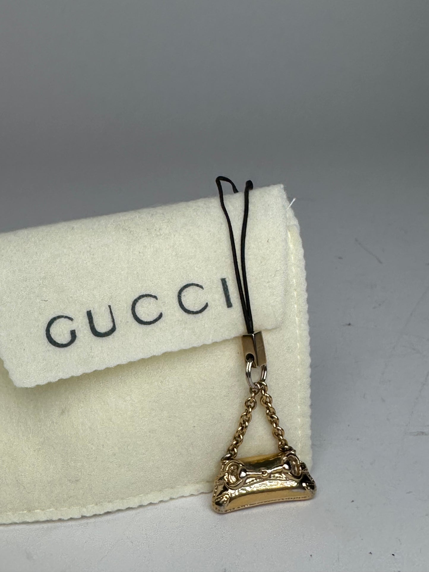 Vintage Gucci Horsebit Bag Emblossed Keychain Gold