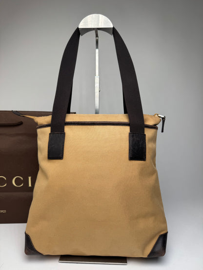 Vintage Gucci Canvas/Leather Handbag Camel Brown