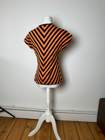 Vintage Givenchy Chevron Striped Sleeveless Top Orange Black M