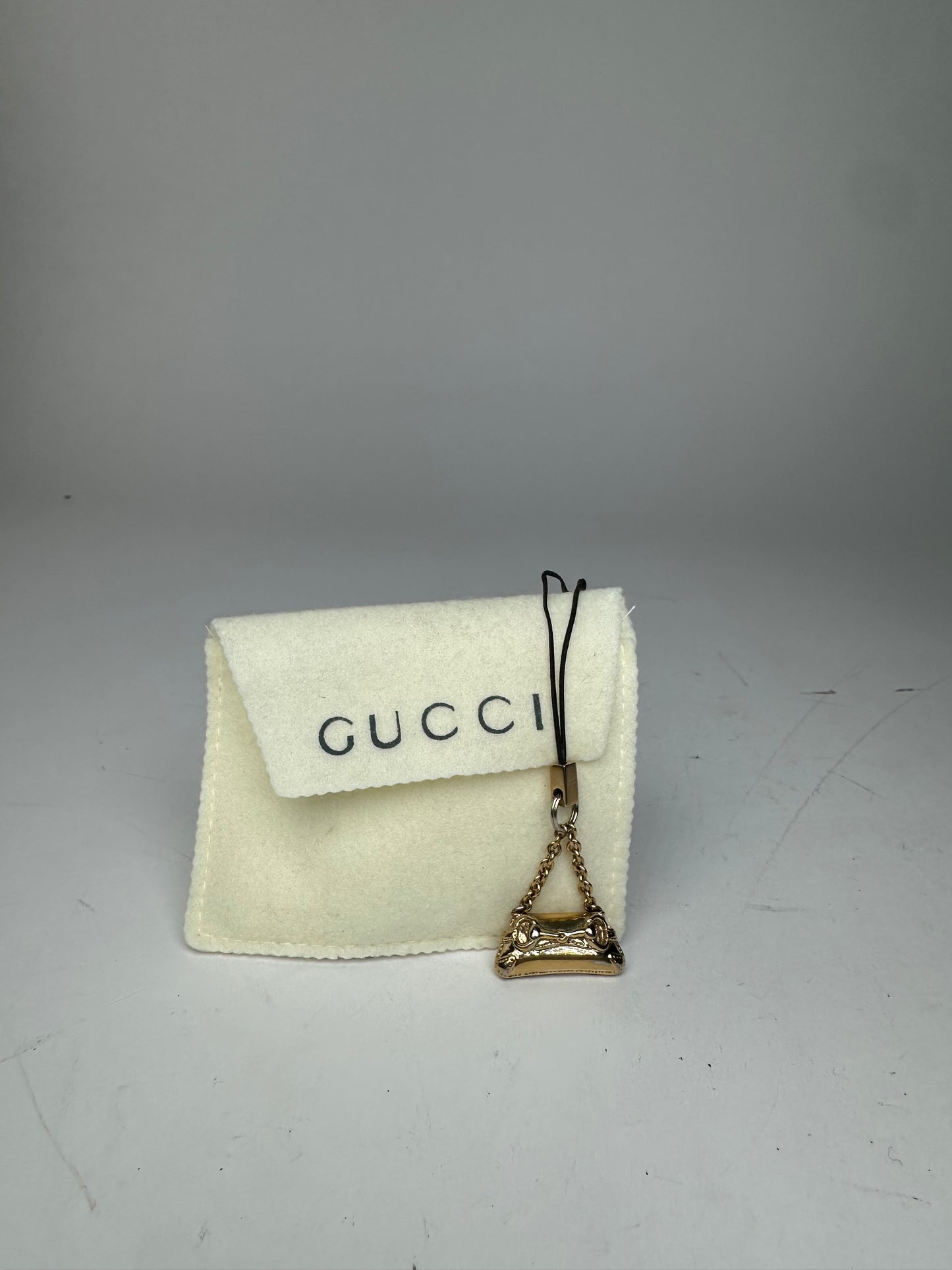 Vintage Gucci Horsebit Bag Emblossed Keychain Gold