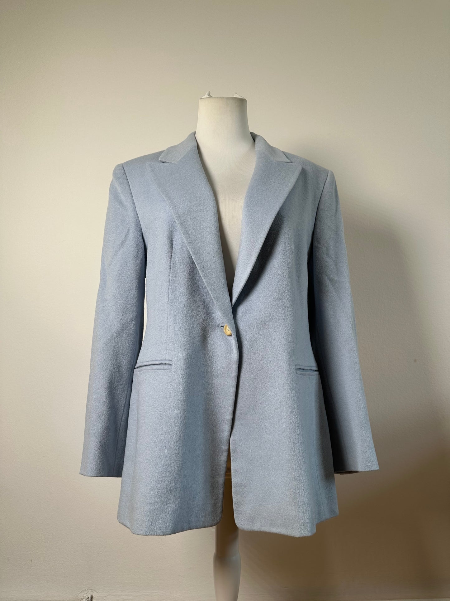 Vintage Celine Cashmere Angora Blazer Light Blue XL