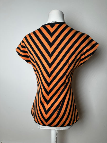 Vintage Givenchy Chevron Striped Sleeveless Top Orange Black M