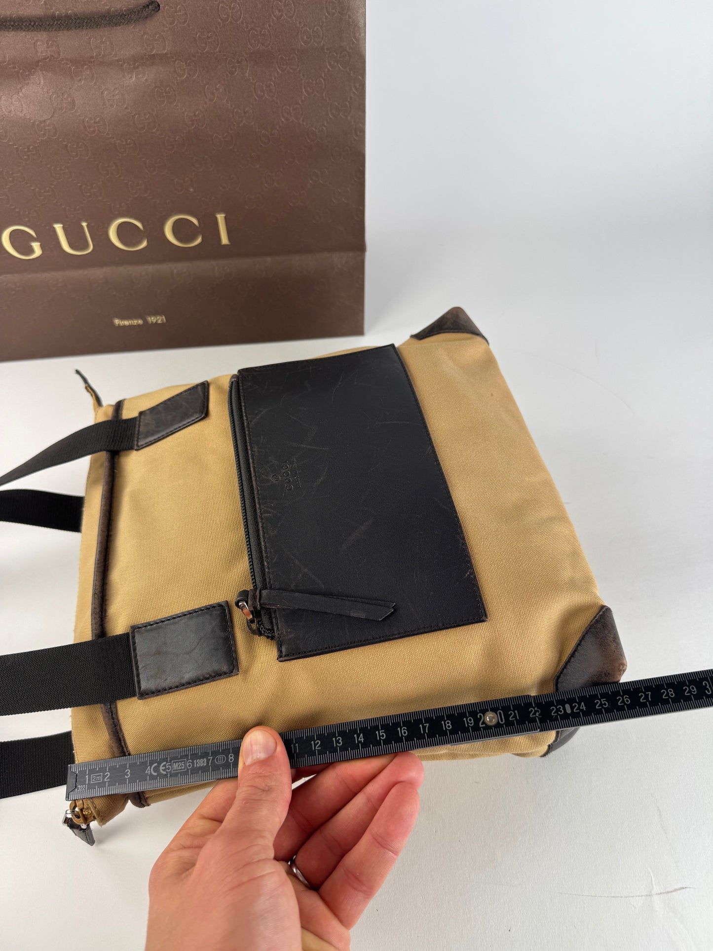 Vintage Gucci Canvas/Leather Handbag Camel Brown