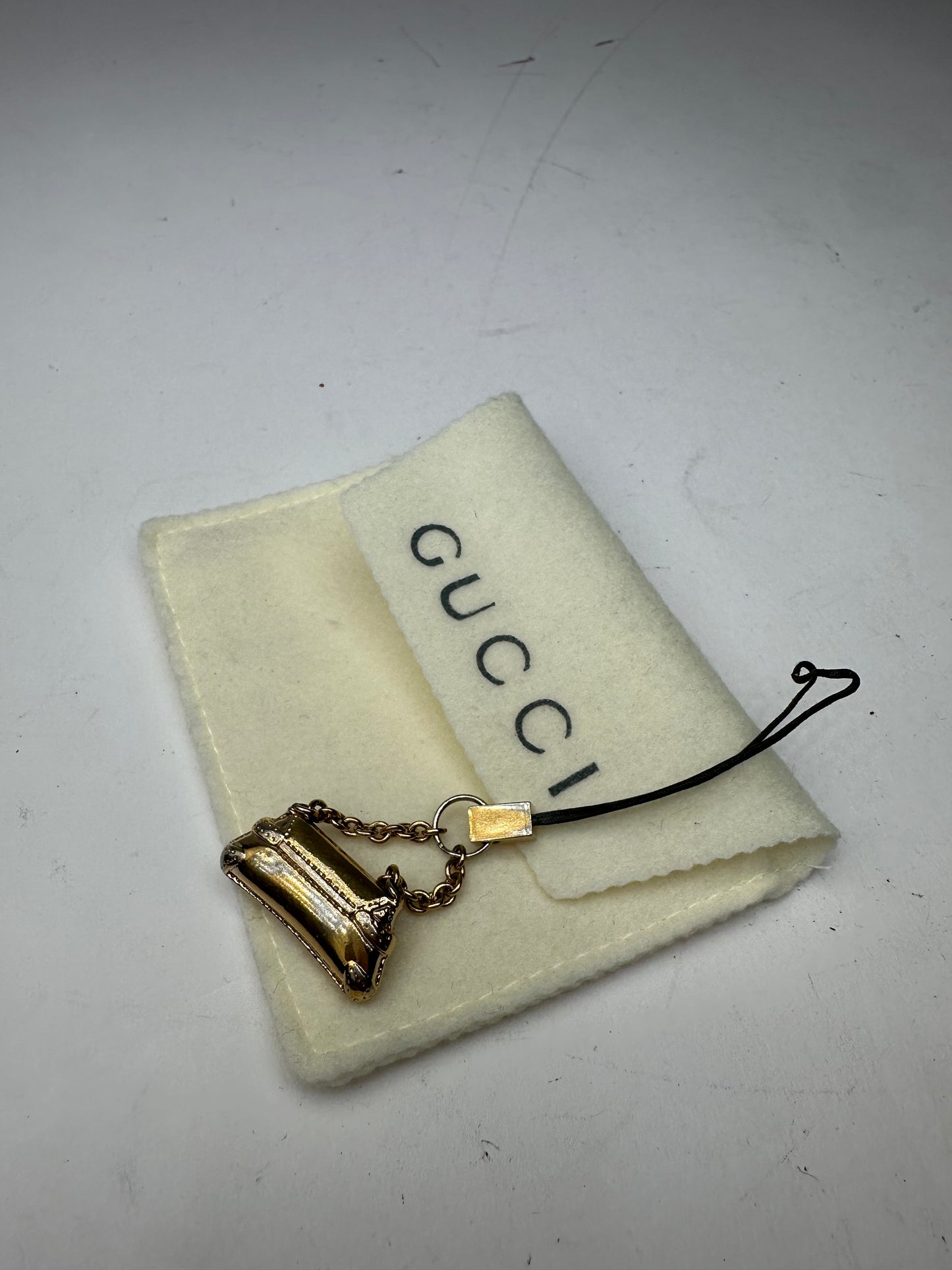 Vintage Gucci Horsebit Bag Emblossed Keychain Gold