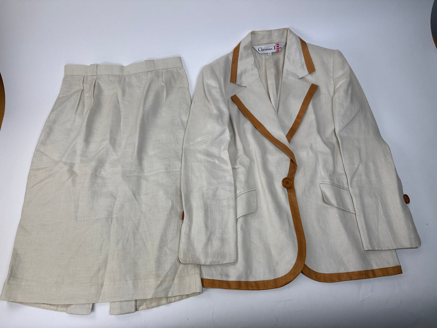 Vintage Dior Twin Set White Brown M/L