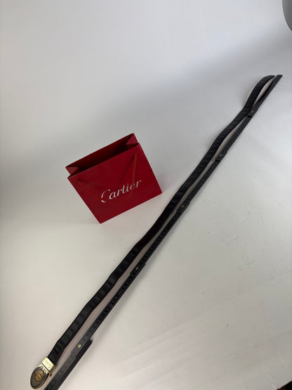 Vintage Cartier Leather Belt Double C Buckle Late 1980s Black Gold
