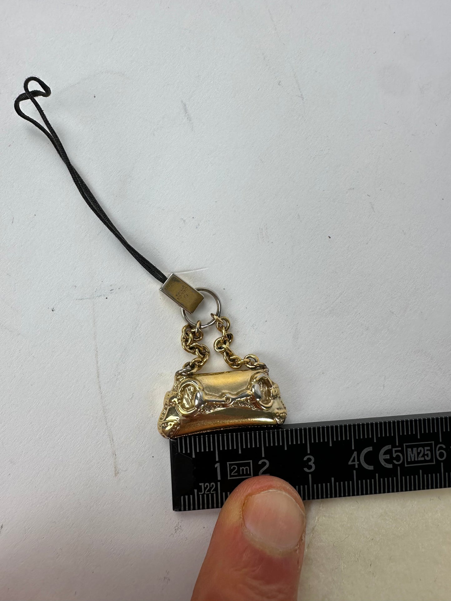 Vintage Gucci Horsebit Bag Emblossed Keychain Gold
