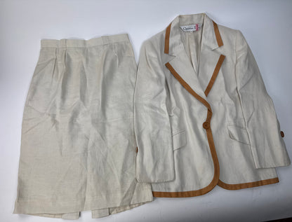 Vintage Dior Twin Set White Brown M/L