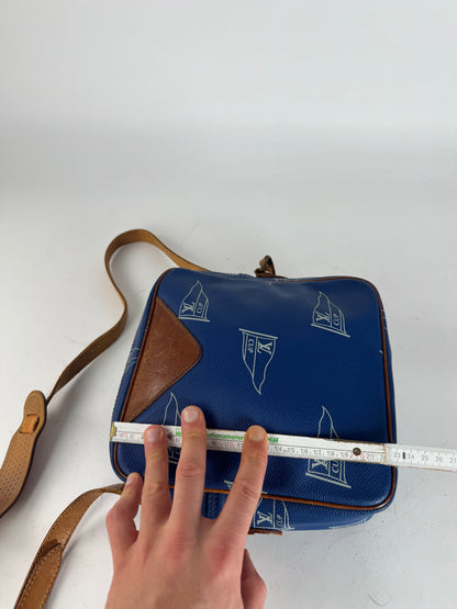 Vintage Louis Vuitton Americas Cup 2000 Leather Crossbody Bag Blue Brown