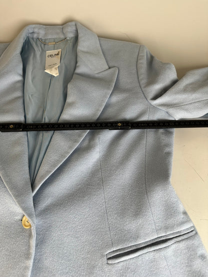 Vintage Celine Cashmere Angora Blazer Light Blue XL