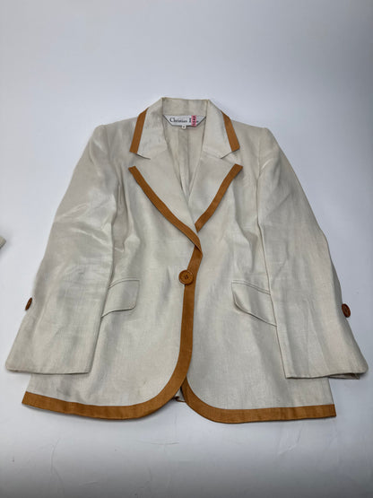 Vintage Dior Twin Set White Brown M/L