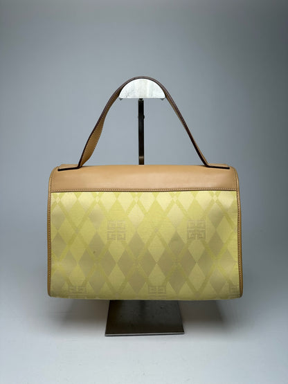 Vintage Givenchy Leather Canvas Monogram Bag yellow brown