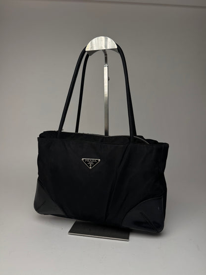 Sac Trangle Prada vintage en cuir polyester noir