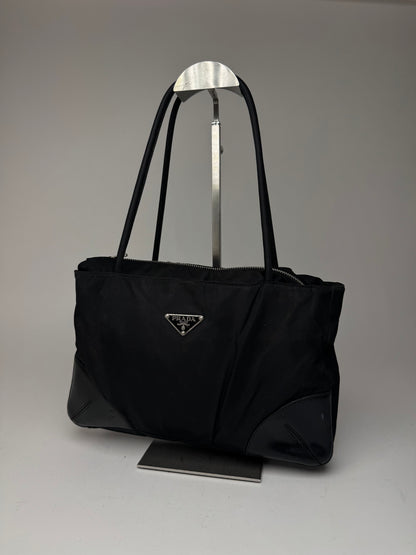 Sac Trangle Prada vintage en cuir polyester noir