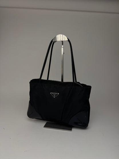 Sac Trangle Prada vintage en cuir polyester noir