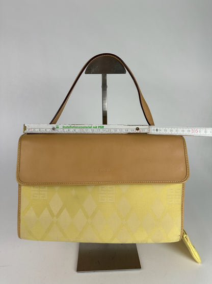 Vintage Givenchy Leather Canvas Monogram Bag yellow brown