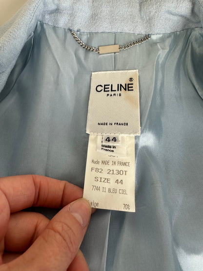 Vintage Celine Cashmere Angora Blazer Light Blue XL