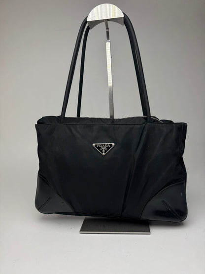 Sac Trangle Prada vintage en cuir polyester noir