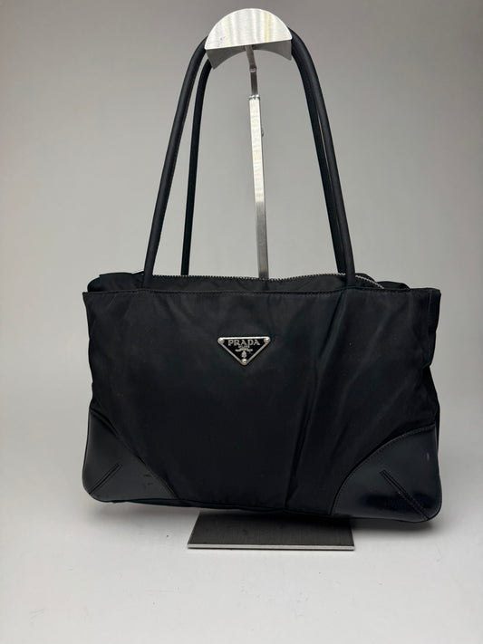 Sac Trangle Prada vintage en cuir polyester noir