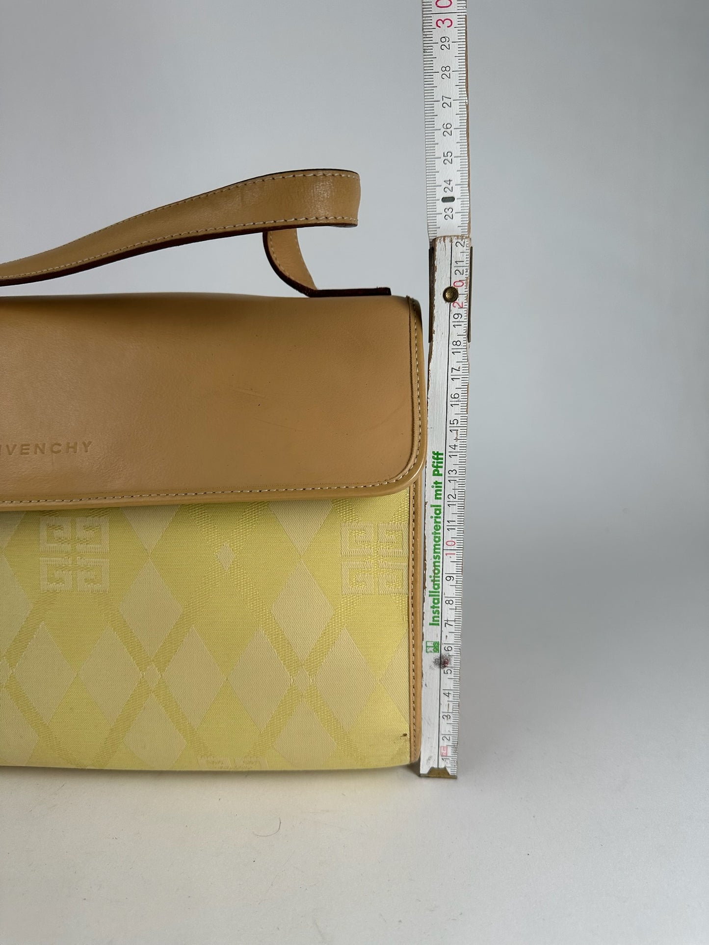 Vintage Givenchy Leather Canvas Monogram Bag yellow brown