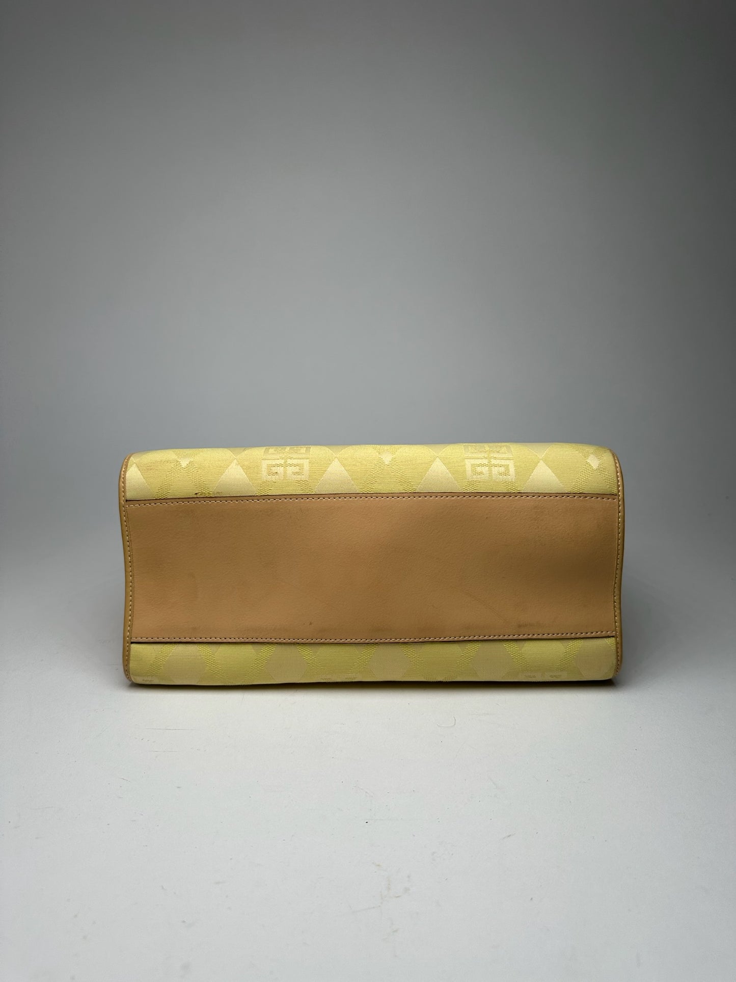 Vintage Givenchy Leather Canvas Monogram Bag yellow brown