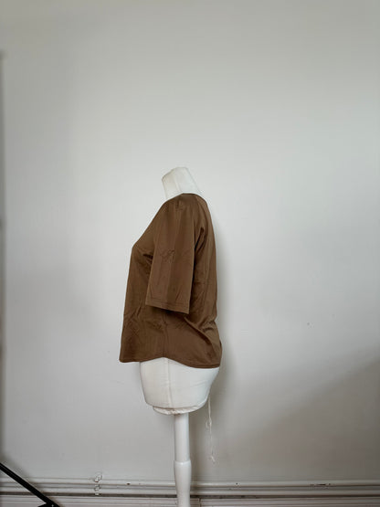 Vintage Chloé Embellished Logo Cotton Top Brown M