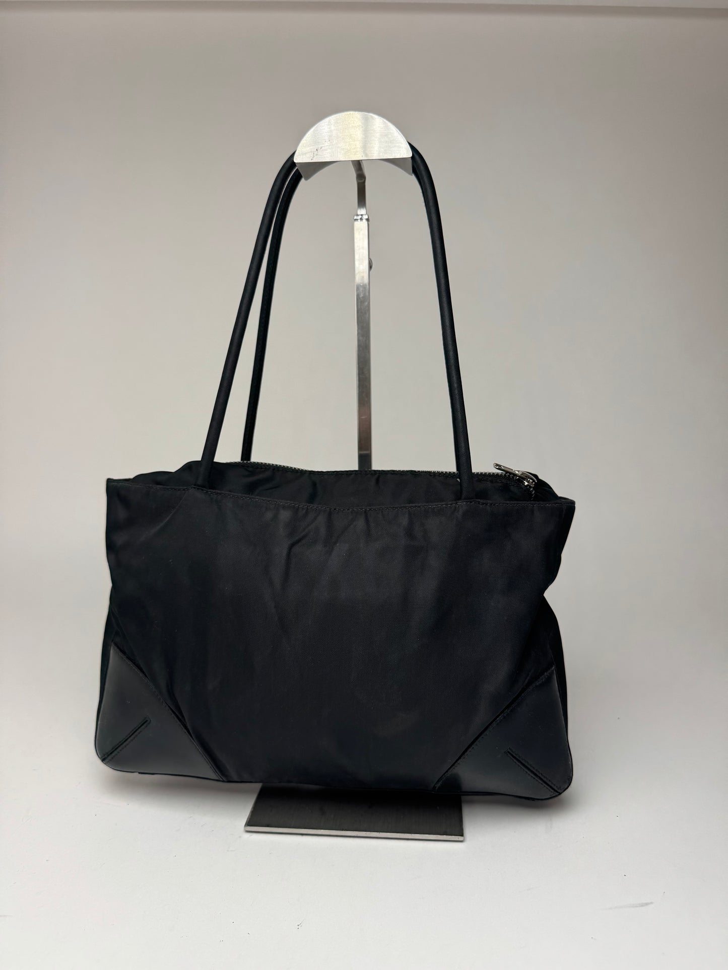 Sac Trangle Prada vintage en cuir polyester noir