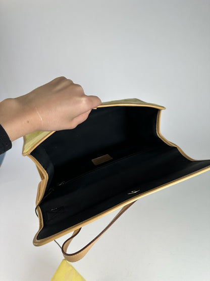 Vintage Givenchy Leather Canvas Monogram Bag yellow brown