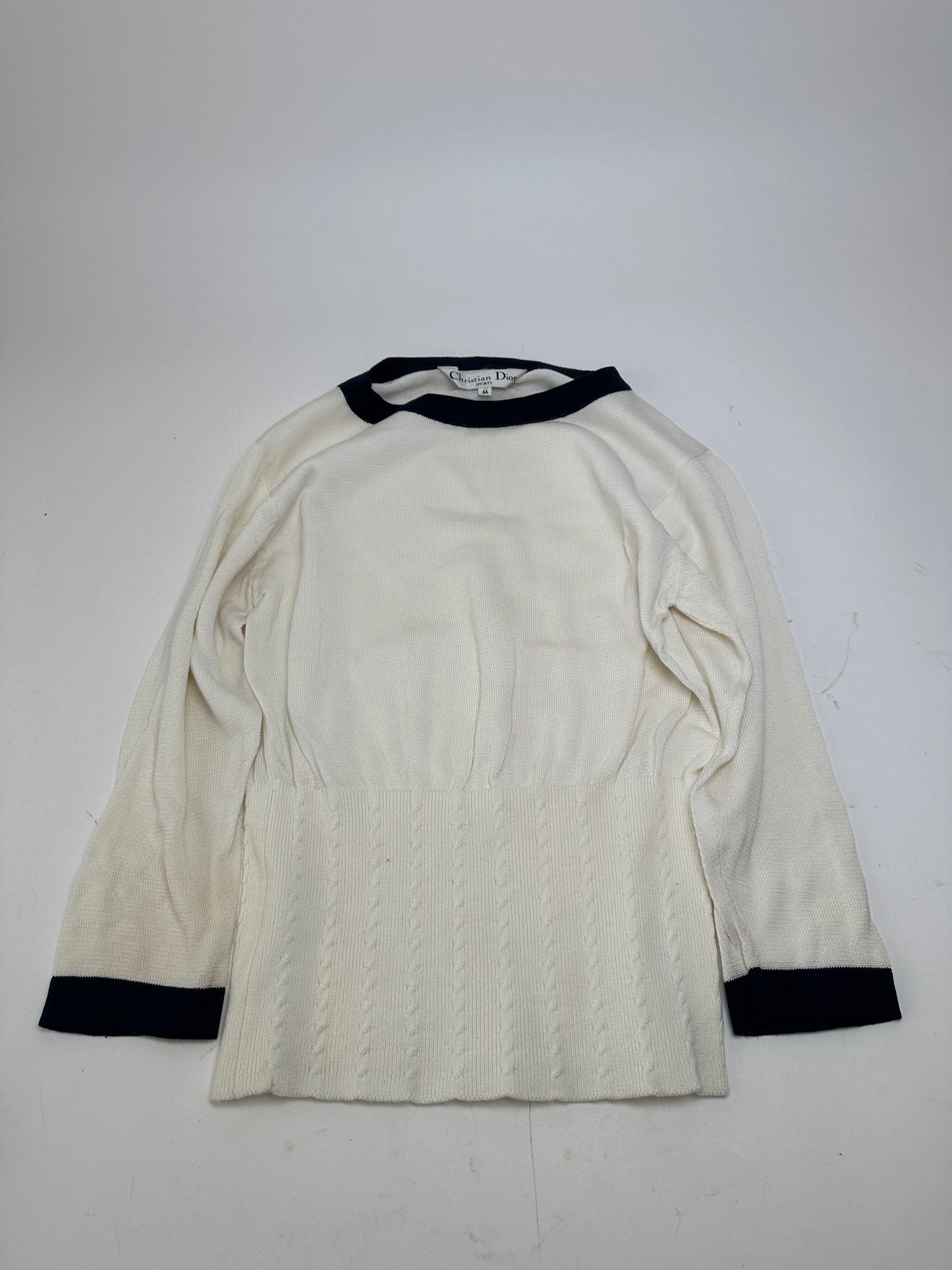 Vintage Dior Sports Crewneck Sweater Cream Navy M