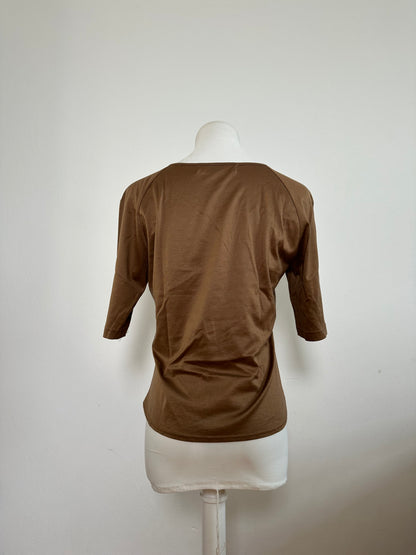 Vintage Chloé Embellished Logo Cotton Top Brown M