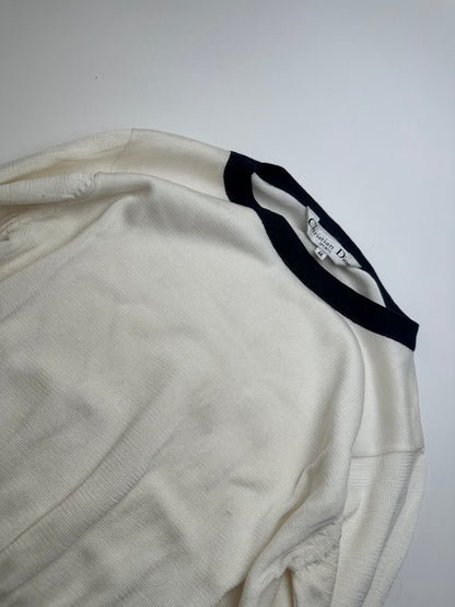 Vintage Dior Sports Crewneck Sweater Cream Navy M