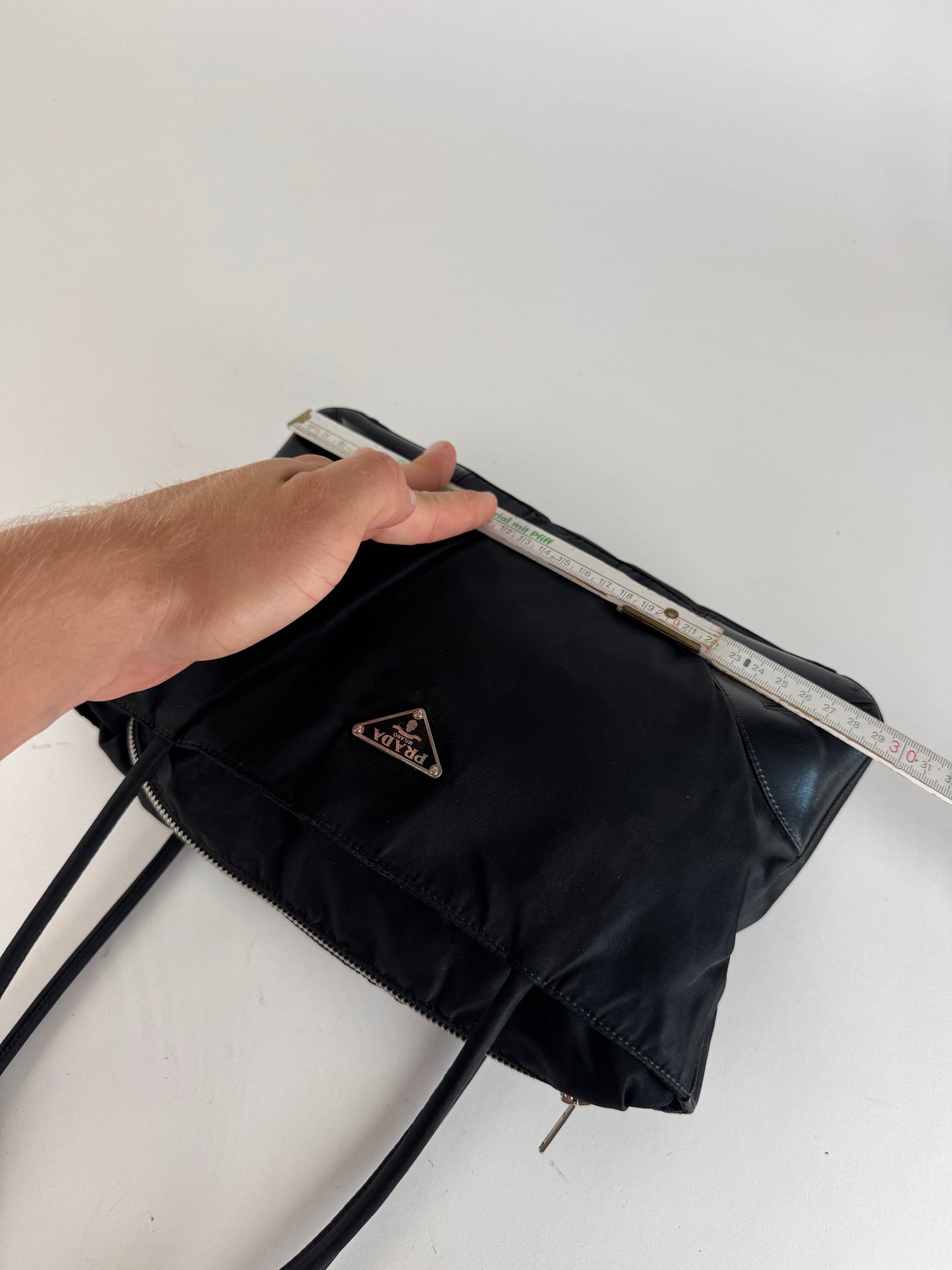 Sac Trangle Prada vintage en cuir polyester noir