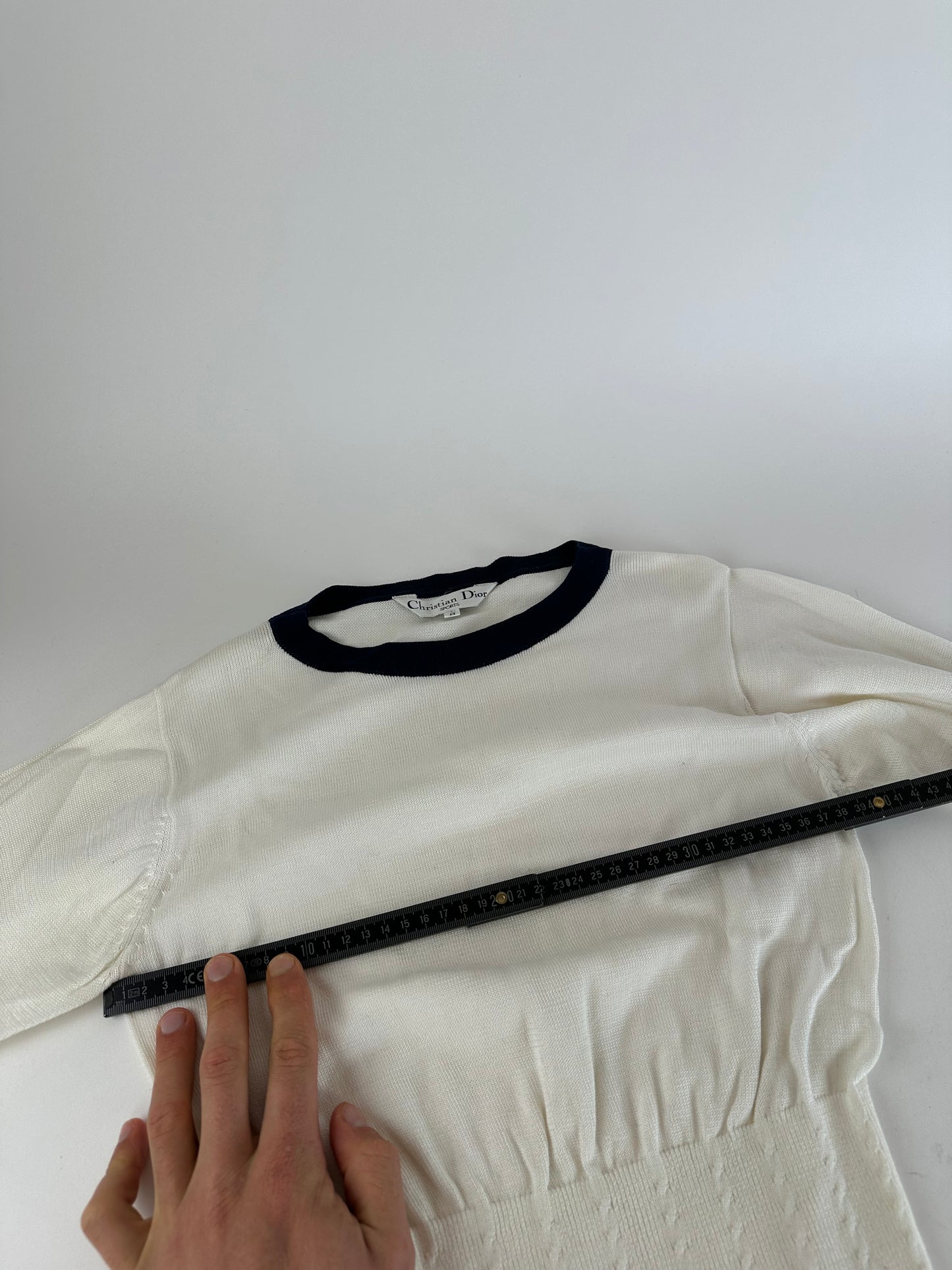 Vintage Dior Sports Crewneck Sweater Cream Navy M