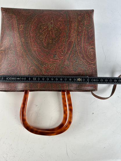 Vintage Etro Paisley Coated Canvas Tote Burgundy Rust