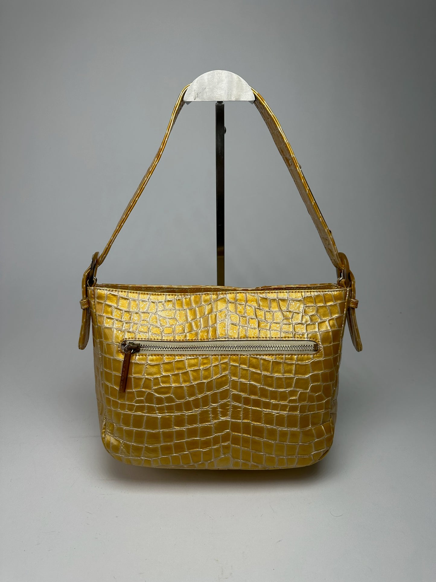 Vintage Givenchy Patent Leather Crocodile emblossed bag golden