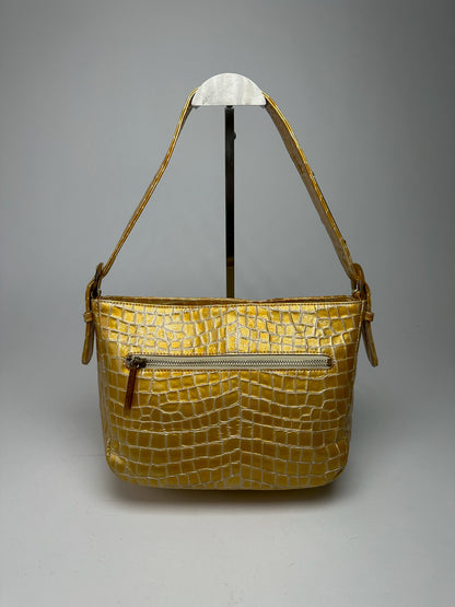 Vintage Givenchy Patent Leather Crocodile emblossed bag golden