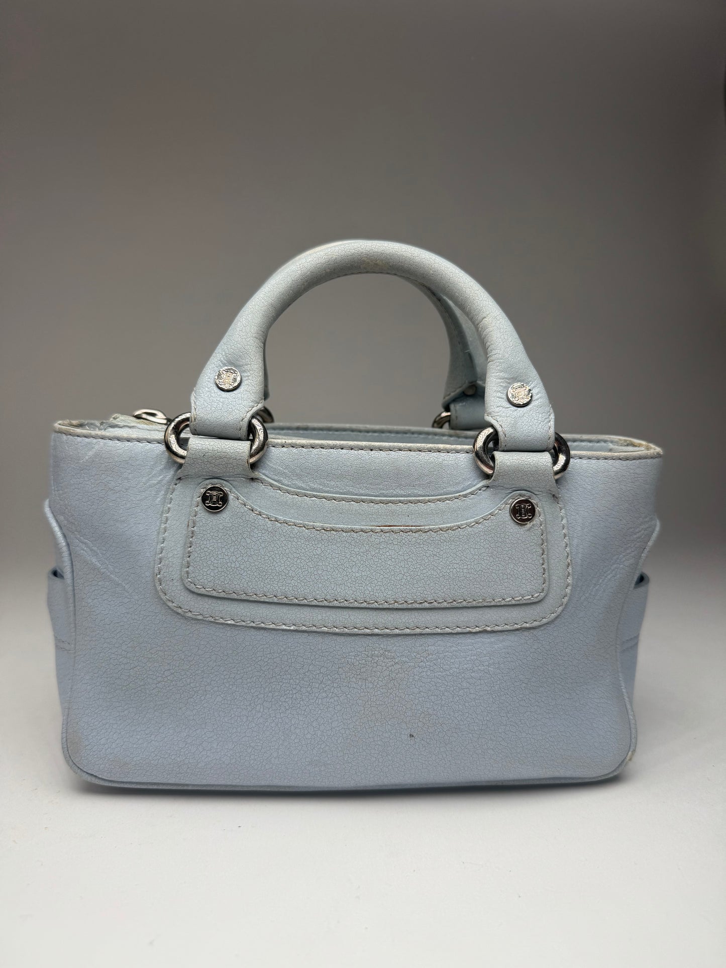 Vintage Celine baby blue leather mini bag